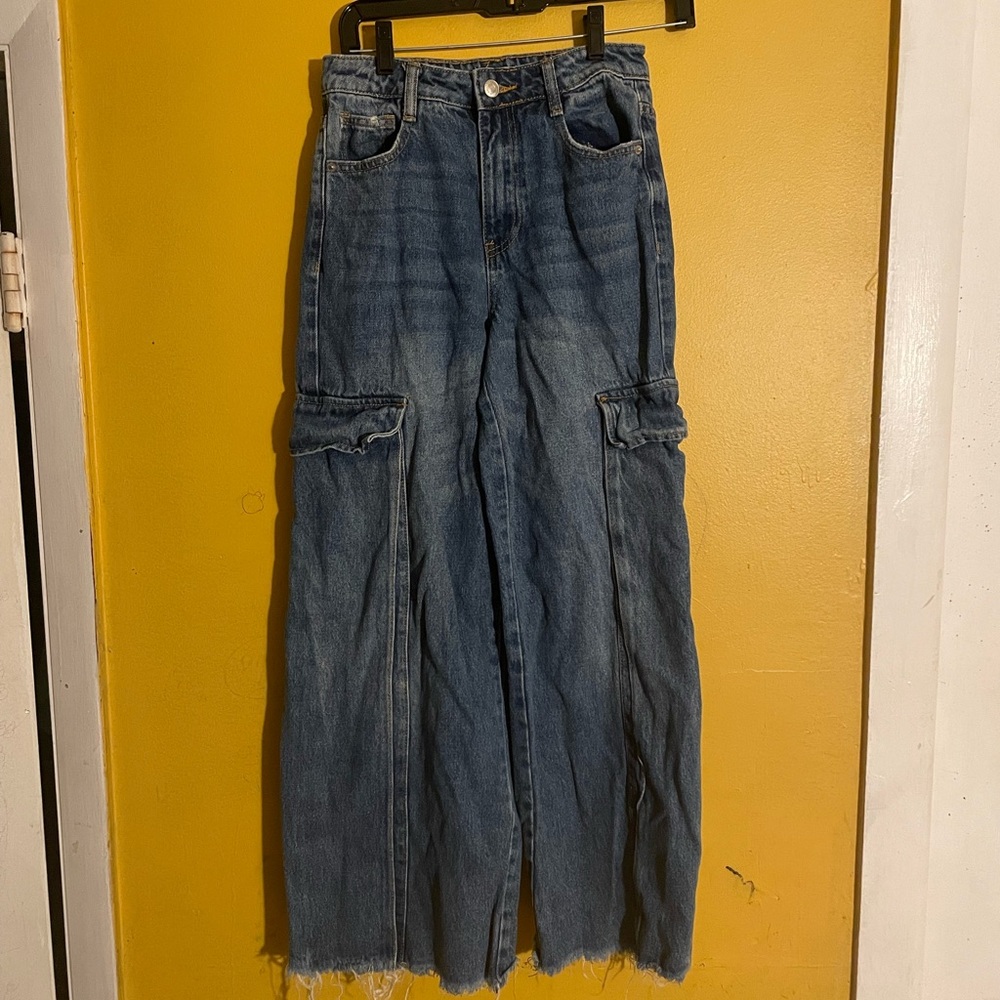 Wide Leg Blue Denim Jeans